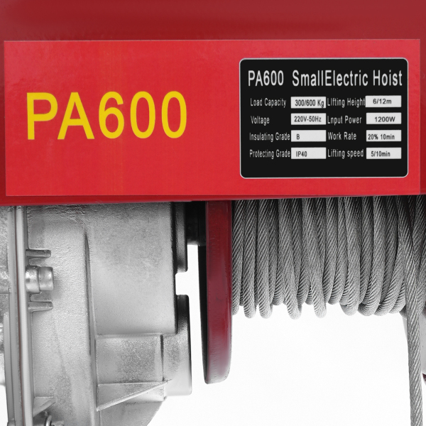 Palan électrique à câble métallique de 600 kg avec arrêt d'urgence de 12 m, palan électrique avec télécommande à câble, palan électrique pour garage, entrepôts Palan électrique à câble métallique de 600 kg avec arrêt d'urgence de 12 m, palan électrique avec télécommande à câble, palan électrique pour garage, entrepôts