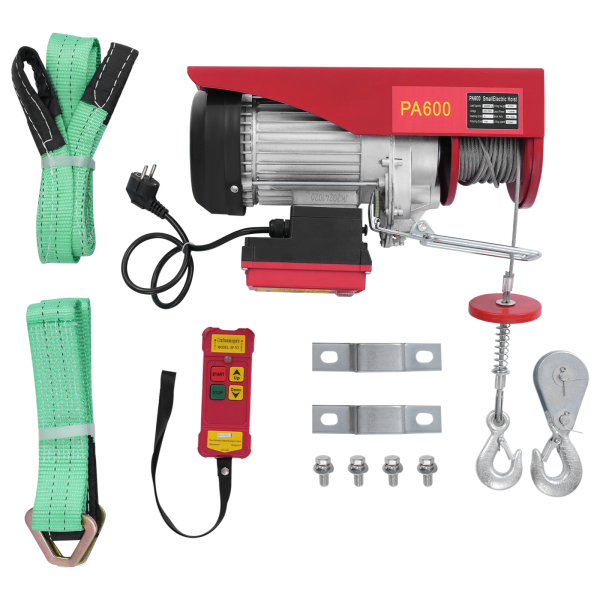 Palan électrique à câble métallique de 600 kg 12 m avec télécommande sans fil, palan électrique à commande sans fil, palan électrique à double élingue Palan électrique à câble métallique de 600 kg 12 m avec télécommande sans fil, palan électrique à commande sans fil, palan électrique à double élingue
