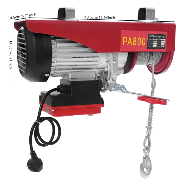 Palan électrique à câble métallique de 800 kg 12 m avec télécommande sans fil, palan électrique à commande sans fil, palan électrique à double élingue