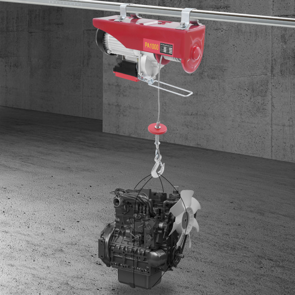 Palan électrique à câble métallique de 1000 kg 12 m avec télécommande sans fil, palan électrique à commande sans fil, palan électrique à double élingue