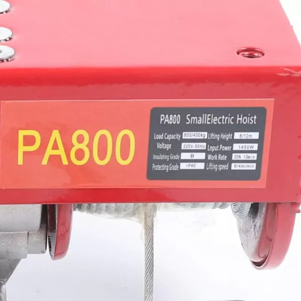 Palan électrique 800/1000 kg avec interrupteur d'arrêt d'urgence 220 V 1600 W Treuil électrique IP40 - Classe de protection 6 mm
