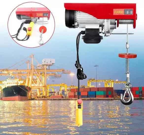 Palan électrique 800/1000 kg avec interrupteur d'arrêt d'urgence 220 V 1600 W Treuil électrique IP40 - Classe de protection 6 mm