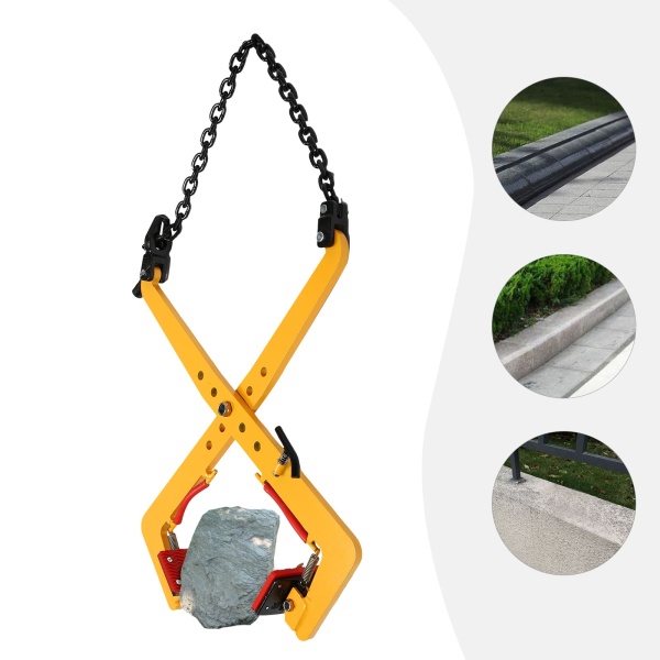 Pince de trottoir - Pince de levage de pierre - pince delevage pour le levage de bois, panneaux de bois, palettes en bois (500 kg - jaune)