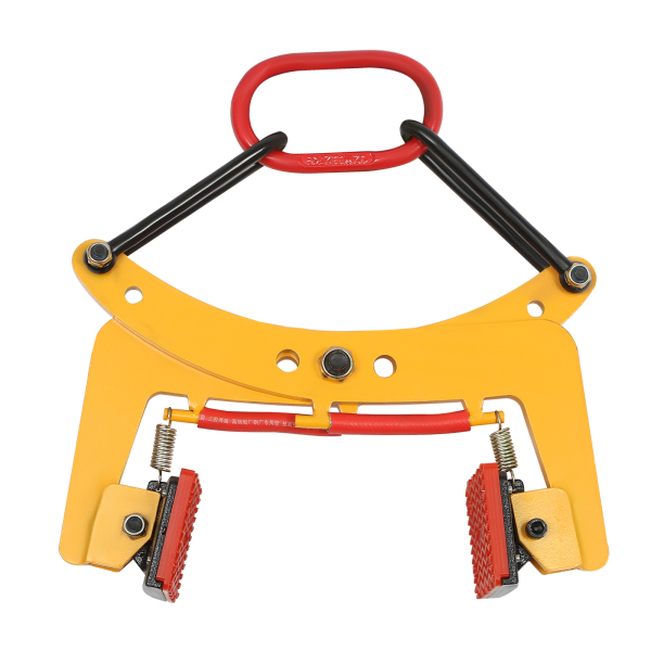 Pince à pierre de type anneau de suspension 325 kg, utilisée pour serrer des palettes en bois, soulever et transporter du bois d'œuvre, construction de pince d'extraction de palette jaune