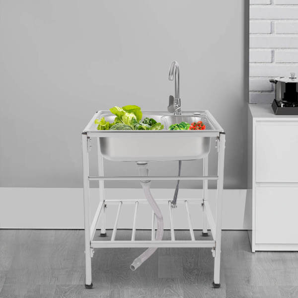 Single sink outdoor camping kitchen sink 304 stainless steel for indoor and outdoor use such as gardens, balconies, courtyards