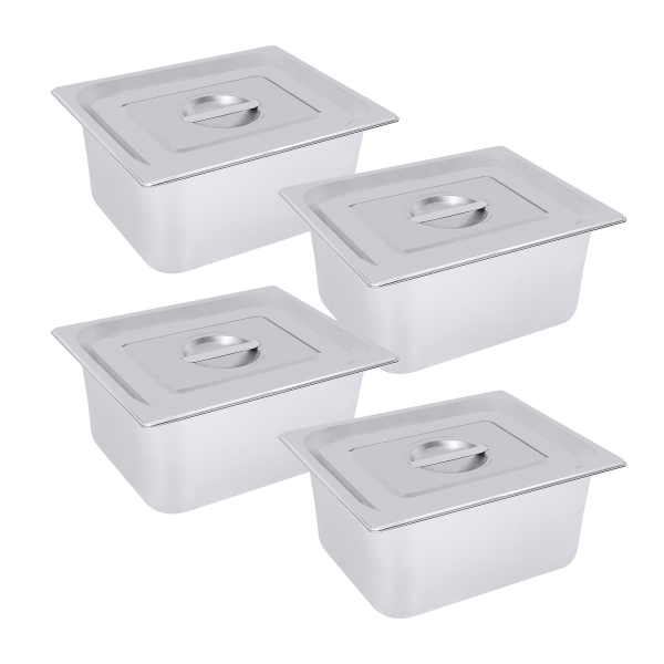 4 paquets de marmites à vapeur en acier inoxydable, Capacité de chaque produit : 7L, 32.5*26.5*26.5*15cm, Argent