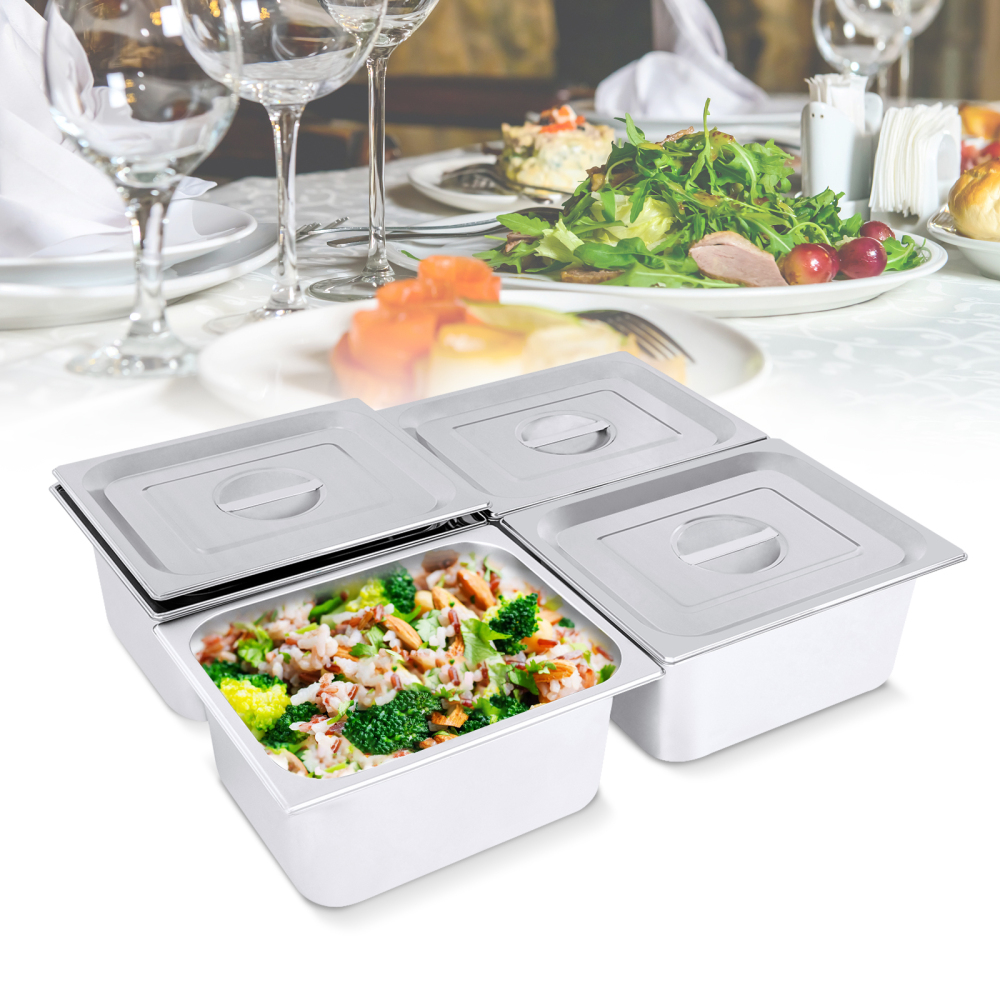 4 paquets de marmites à vapeur en acier inoxydable, Capacité de chaque produit : 7L, 32.5*26.5*26.5*15cm, Argent