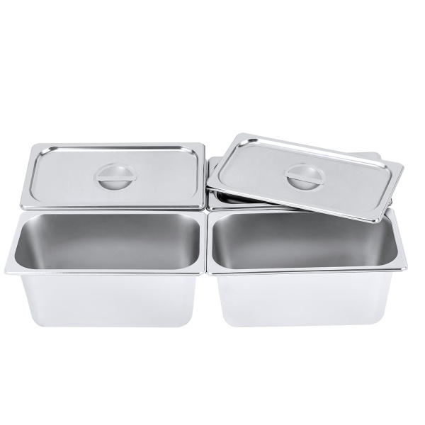 Lot de 4 poêles à vapeur en acier inoxydable pour hôtel, taille 1/3 x 6" de profondeur, poêle d'hôtel en acier inoxydable de 0,35 cm d'épaisseur Lot de 4 poêles à vapeur en acier inoxydable pour hôtel, taille 1/3 x 6" de profondeur, poêle d'hôtel en acier inoxydable de 0,35 cm d'épaisseur