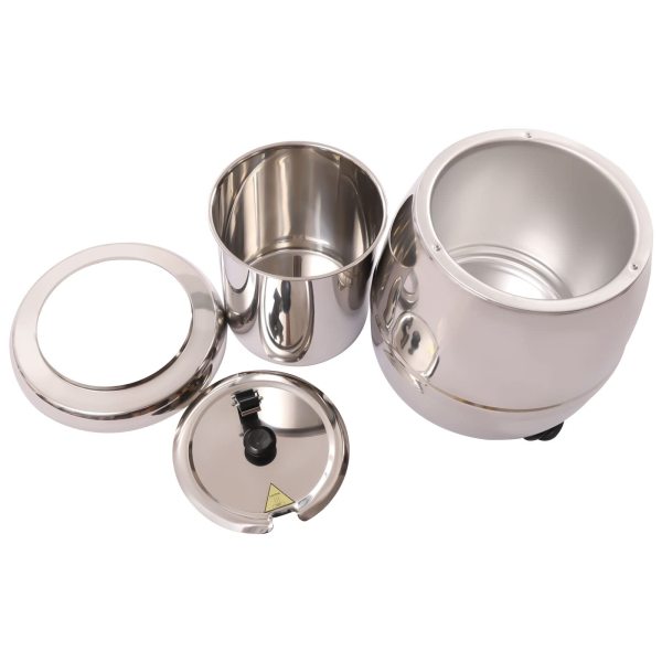 Chauffe-soupe commerciale avec couvercle et insert amovible en acier inoxydable pour buffet, restaurant
