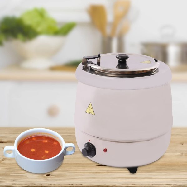 Chauffe-soupe commerciale avec couvercle et insert amovible en acier inoxydable pour buffet, restaurant