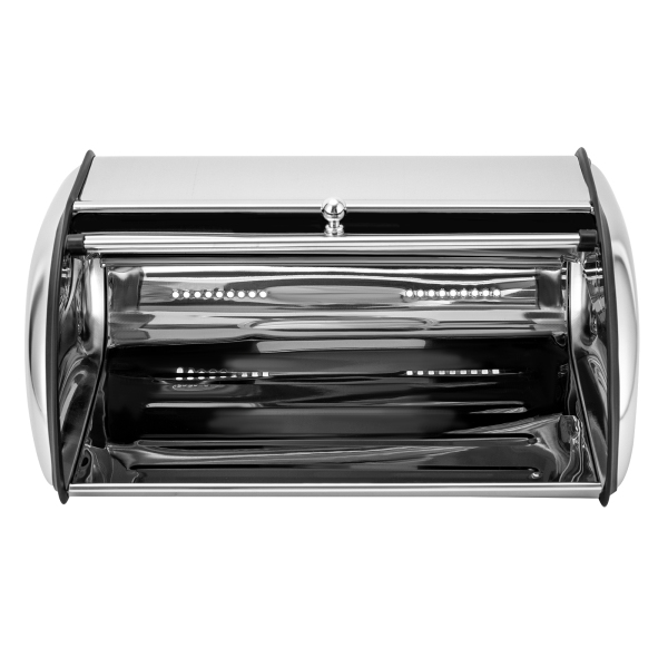 Boîte à pain en acier inoxydable pour comptoir de cuisine, boîte à pain avec couvercle enroulable et fenêtre transparente Boîte à pain en acier inoxydable pour comptoir de cuisine, boîte à pain avec couvercle enroulable et fenêtre transparente