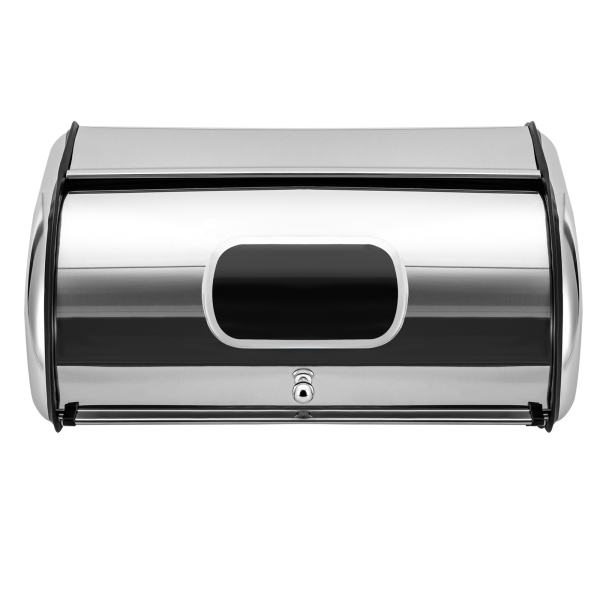 Boîte à pain en acier inoxydable pour comptoir de cuisine, boîte à pain avec couvercle enroulable et fenêtre transparente Boîte à pain en acier inoxydable pour comptoir de cuisine, boîte à pain avec couvercle enroulable et fenêtre transparente