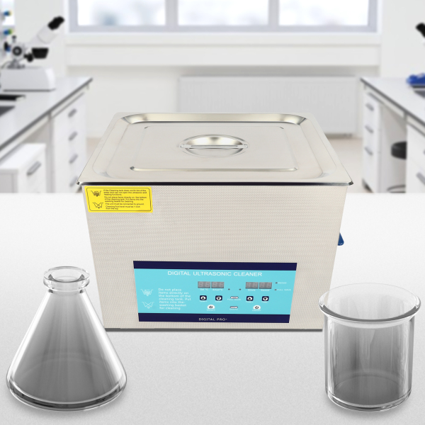 Nettoyeur à ultrasons professionnel avec panier chauffant, minuterie numérique, chauffage à ultrasons 15L 220V