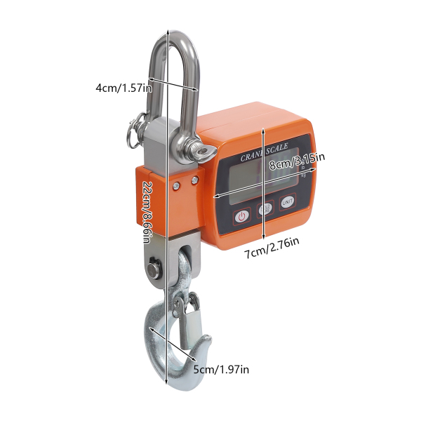 Balance digitale pour grue, Mini balance portable pour grue, Balance suspendue, Capacité de charge : 0.05-500kg, 22*8*5cm, Orange