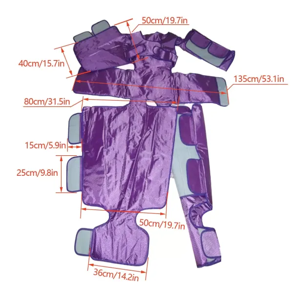Appareil de massage pour tout le corps - Pressothérapie - Drainage lymphatique - Appareil de massage réglable - Violet