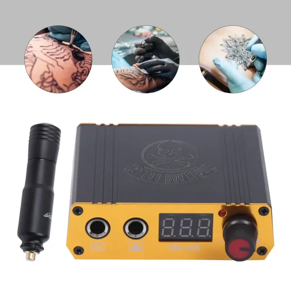 Rotary Tatouage Kit de tatouage avec 10 aiguilles à cartouches, tatouage, bloc d'alimentation, pédale pour tatouage débutant