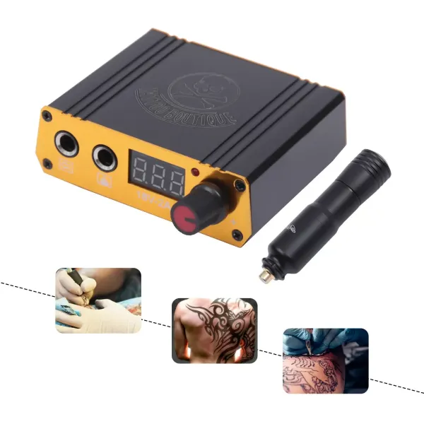 Rotary Tatouage Kit de tatouage avec 10 aiguilles à cartouches, tatouage, bloc d'alimentation, pédale pour tatouage débutant