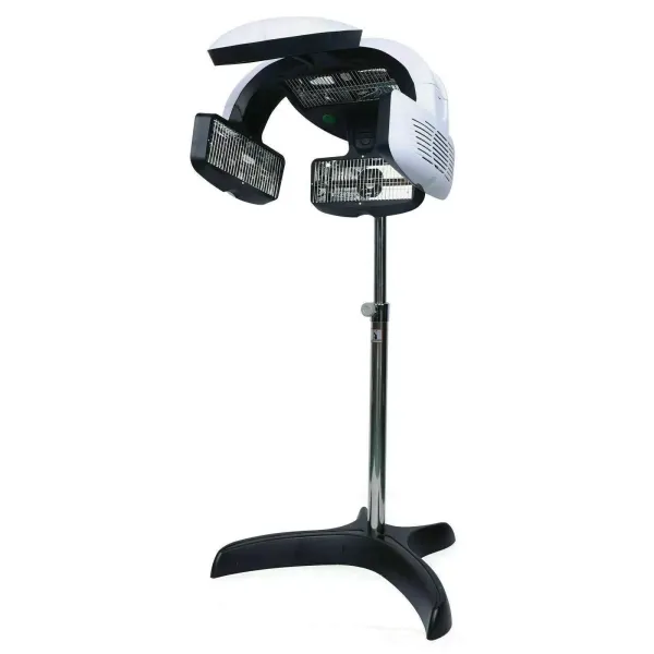 Bonnet de séchage 800 W - Avec fonction de réglage de la température et du temps de travail - Convient pour salon de coiffure avec trépied - Blanc