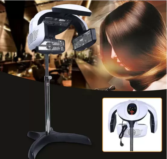 Bonnet de séchage 800 W - Avec fonction de réglage de la température et du temps de travail - Convient pour salon de coiffure avec trépied - Blanc