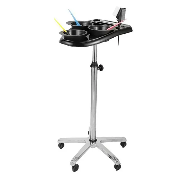 Chariot de coiffeur 70-105 cm - Réglable en hauteur à 360° - Multifonctionnel - En acier ABS - Pour salon de coiffure - Noir
