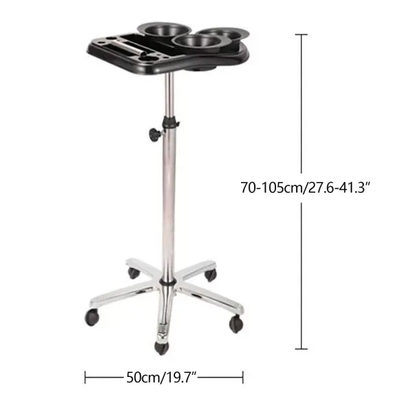Chariot de coiffeur 70-105 cm - Réglable en hauteur à 360° - Multifonctionnel - En acier ABS - Pour salon de coiffure - Noir