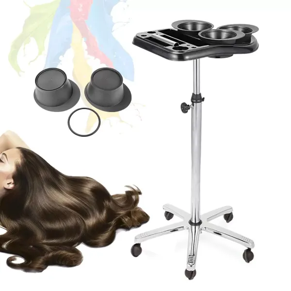 Chariot de coiffeur 70-105 cm - Réglable en hauteur à 360° - Multifonctionnel - En acier ABS - Pour salon de coiffure - Noir Chariot de coiffeur 70-105 cm - Réglable en hauteur à 360° - Multifonctionnel - En acier ABS - Pour salon de coiffure - Noir