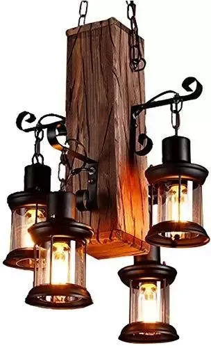 Lampe suspendue rétro industrielle Loft Bar 4 lumières, lustre vintage décoratif pour salon