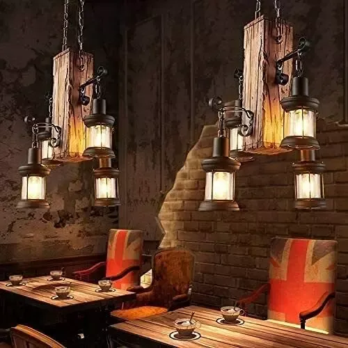 Lampe suspendue rétro industrielle Loft Bar 4 lumières, lustre vintage décoratif pour salon