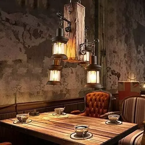 Lampe suspendue rétro industrielle Loft Bar 4 lumières, lustre vintage décoratif pour salon