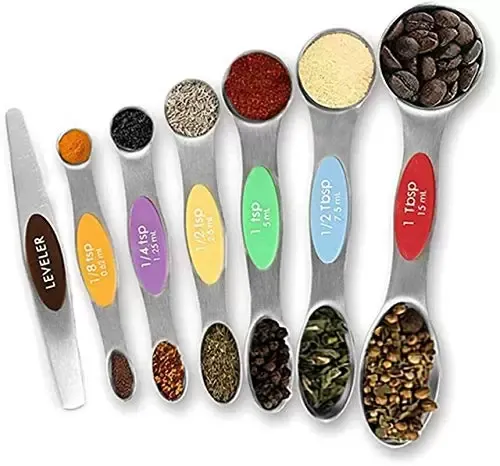 6 Cuillères à Mesurer en Métal Colorés en Acier Inoxydable Cuillères à Café Double Face pour Chef