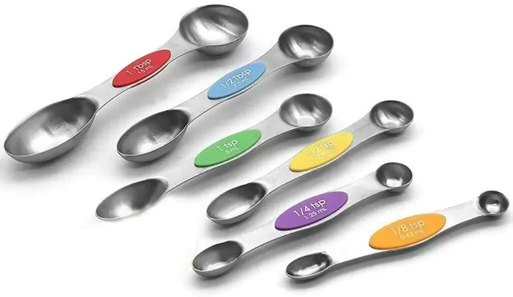 6 Cuillères à Mesurer en Métal Colorés en Acier Inoxydable Cuillères à Café Double Face pour Chef
