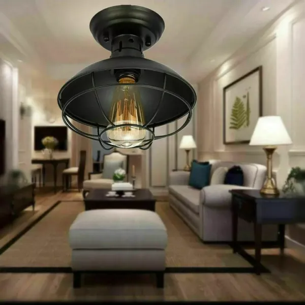 Suspension vintage E27 - Style rétro - En métal - Pour salon, chambre à coucher, salle à manger