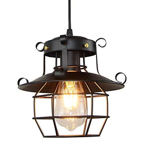 Lampe Suspension Vintage Noire Lustre Plafonnier E27 Eclairage de Plafond Cage Lustre Suspensions Lumière en Métal