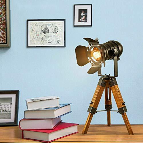 LED Lampe Vintage Cinéma Noire Trépied Industriel, Ideal pour Restaurants, Salles des fêtes, Salon ou salle à manger, Boutiques et commerces