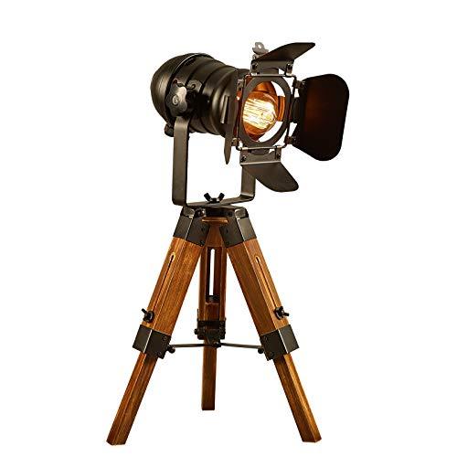 LED Lampe Vintage Cinéma Noire Trépied Industriel, Ideal pour Restaurants, Salles des fêtes, Salon ou salle à manger, Boutiques et commerces