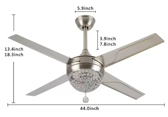 Ventilateur de plafond moderne avec éclairage et télécommande 44" à intensité variable LED 220 V