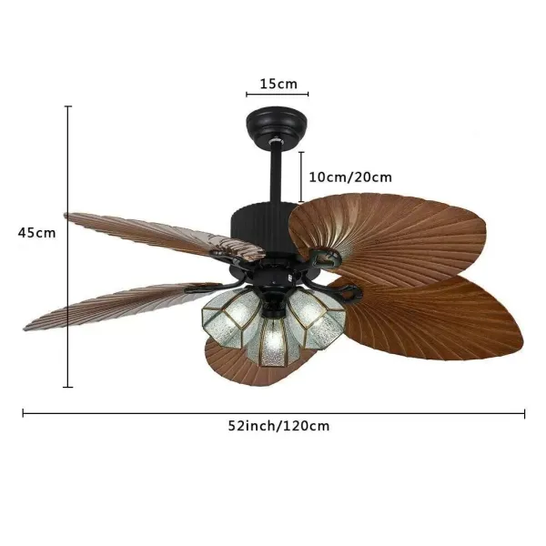 Palm-Leaf Ventilateur de plafond avec éclairage 52