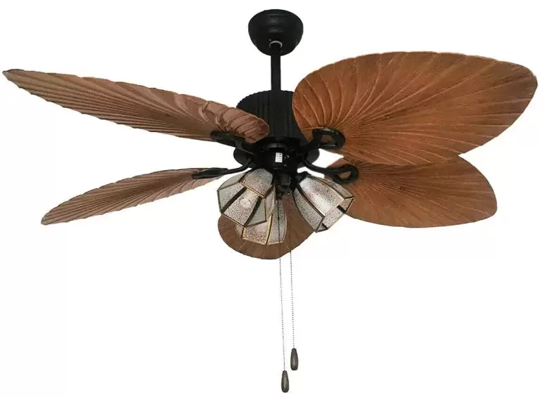 Palm-Leaf Ventilateur de plafond avec éclairage 52" Industrial Fan Plafonnier Vintage Rétro Ventilateur de plafond Lustre Antique