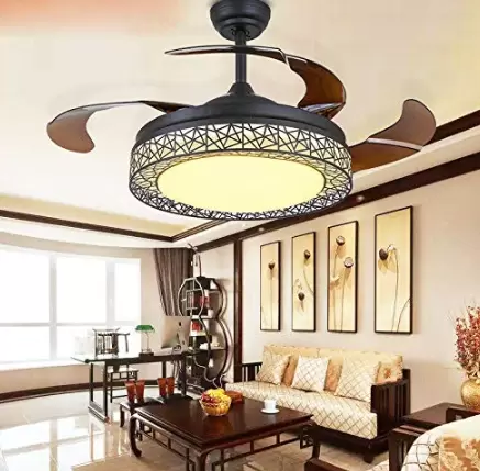 42" Lampe de Ventilateur de Plafond avec Lumière et Télécommande 4 Nombre de Lames Lampe de plafond à Intensité Variable Lustre