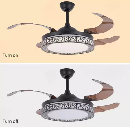 42" Lampe de Ventilateur de Plafond avec Lumière et Télécommande 4 Nombre de Lames Lampe de plafond à Intensité Variable Lustre