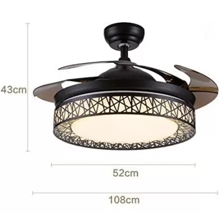 42" Lampe de Ventilateur de Plafond avec Lumière et Télécommande 4 Nombre de Lames Lampe de plafond à Intensité Variable Lustre