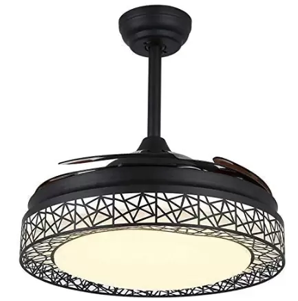 42" Lampe de Ventilateur de Plafond avec Lumière et Télécommande 4 Nombre de Lames Lampe de plafond à Intensité Variable Lustre
