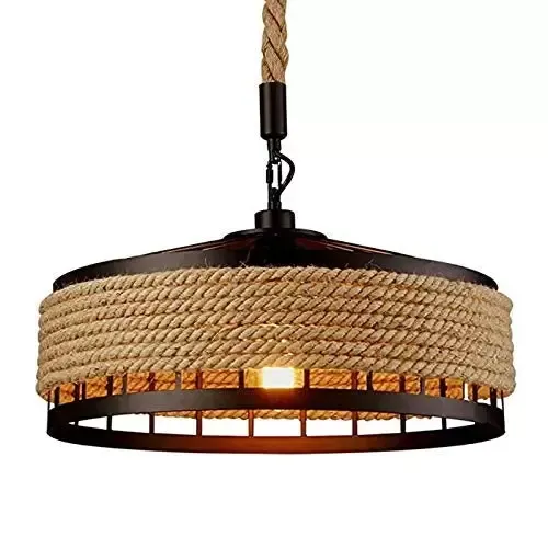 Suspension vintage en corde de chanvre E27 - Style rétro industriel
