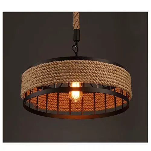 Suspension vintage en corde de chanvre E27 - Style rétro industriel