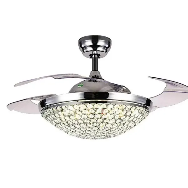 Ventilateur de plafond de luxe en cristal avec éclairage, lampe de ventilation, faible bruit, lustre moderne de 40 W avec télécommande