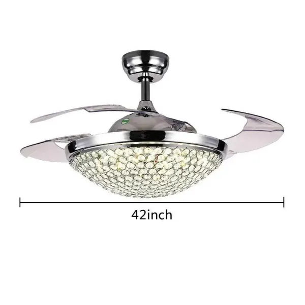 Ventilateur de plafond de luxe en cristal avec éclairage, lampe de ventilation, faible bruit, lustre moderne de 40 W avec télécommande