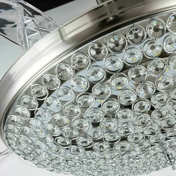 Ventilateur de plafond de luxe en cristal avec éclairage, lampe de ventilation, faible bruit, lustre moderne de 40 W avec télécommande