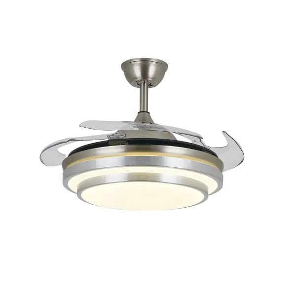 Ventilateur de plafond 36" avec éclairage Télécommande Invisible Ventilateur 4 lames rétractables pour salle à manger