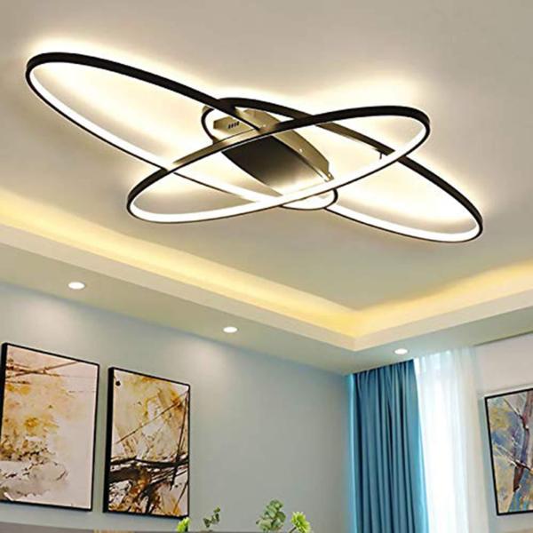 Plafonnier LED moderne à intensité variable 70 W pour salle à manger, salon, bureau, cuisine, 3000-6500 K