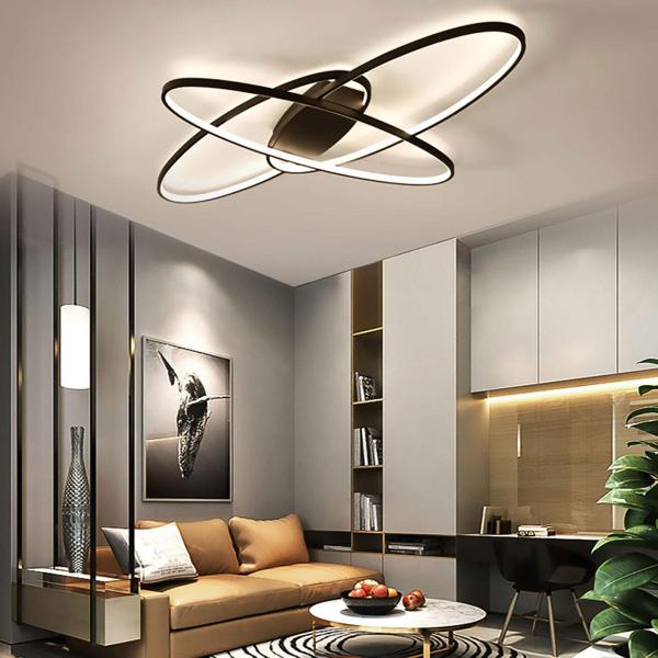 Plafonnier LED moderne à intensité variable 70 W pour salle à manger, salon, bureau, cuisine, 3000-6500 K